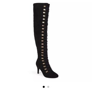Journee Elegant Black Knee-High Boots
